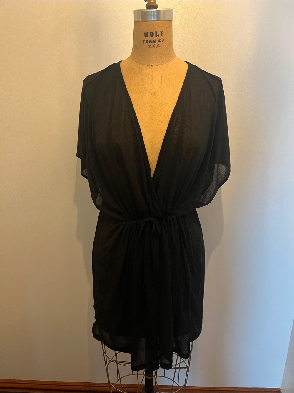 H&M Black Drawstring Beach Coverup M